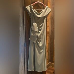 Elegant Olive Green Off-Shoulder Dress